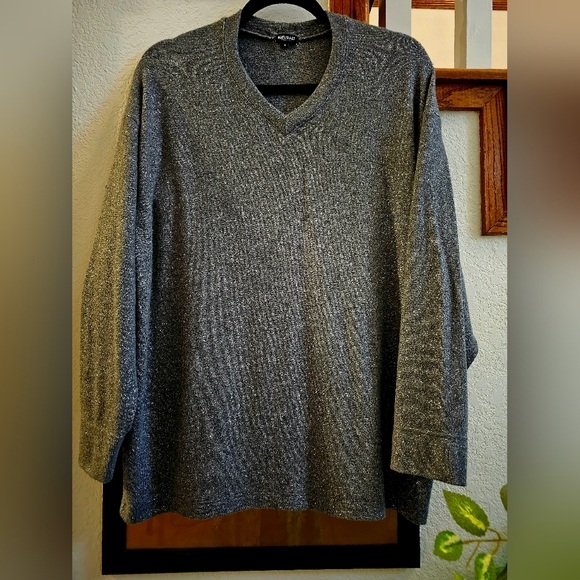 Bleusalt, The Oversized V-neck in Dark Gray Sparkle Size 0 Excellent condition - Picture 3 of 5